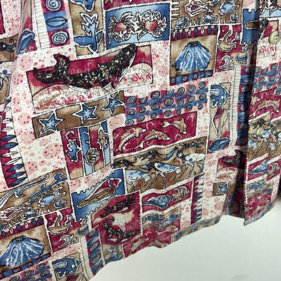 Go Barefoot Hawaiian Shirt Fish Sea Creatures Short Sleeve Size XL EUC L2394 - Picture 6 of 12